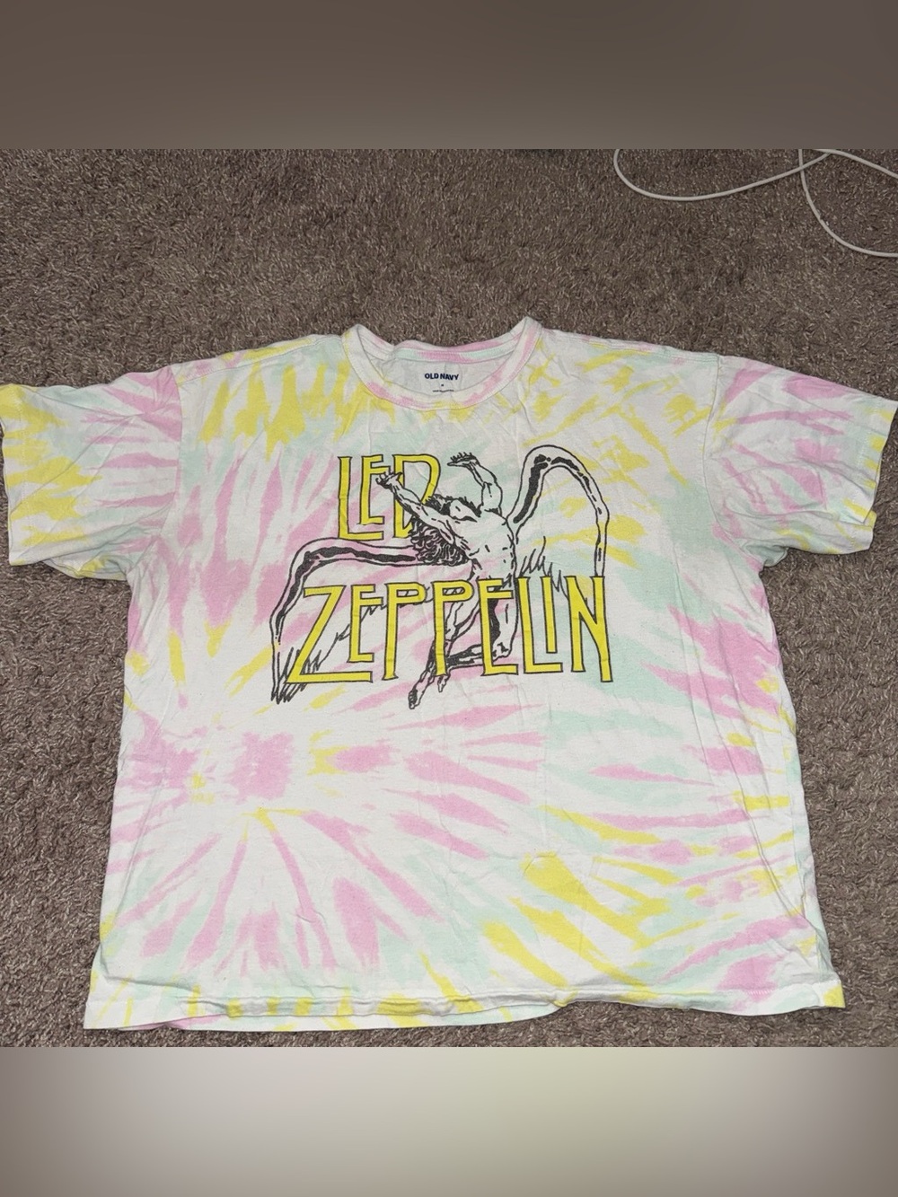 Vintage Men’s Tie-Dye Graphic Tee - Pastel Pink/Yellow/Green Size Medium